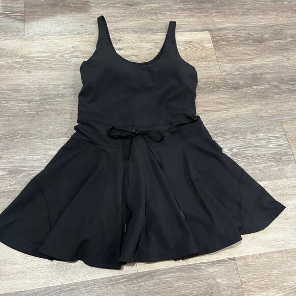 Popflex Black Twirl Dress Built In Shorts Tennis Athletic Dress Large - Picture 3 of 10